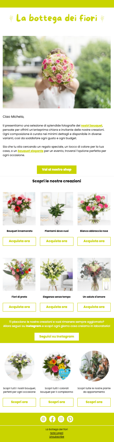 Esempio di newsletter in cui si valorizza il contenuto tramite le immagini